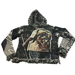 Tapestry Handmade Hoodie Rod Wave Fringe Trim Blanket Small Graphic Print
